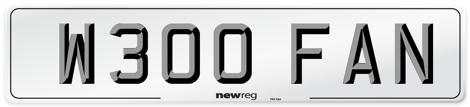 W300 FAN Number Plate from New Reg